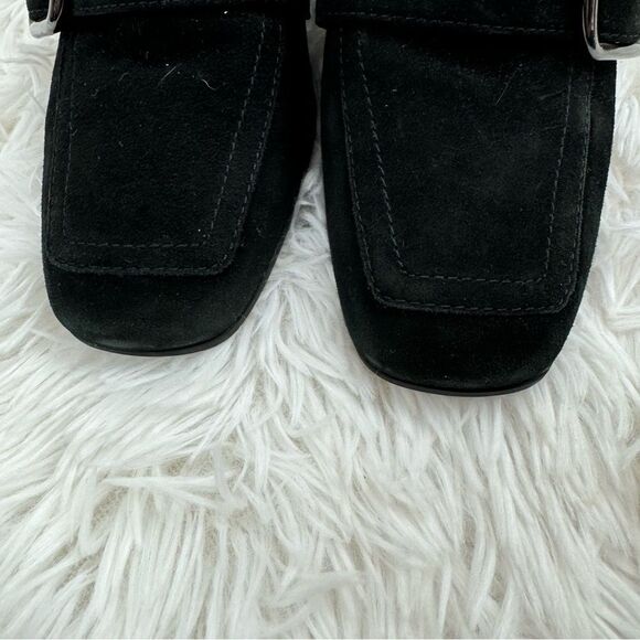 Aquatalia Square Toe Block Heel Suede Loafers - Picture 4 of 10